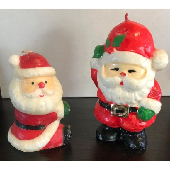 Vintage Santa Claus Decorative Wax Candle Set - Picture 1 of 13